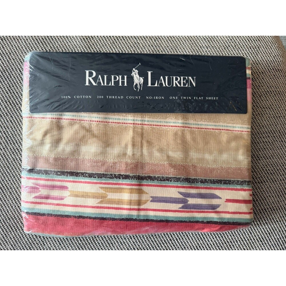 NWT Vintage Ralph Lauren Mesa Aqua-Twin Flat Sheet Only Southwestern Desert